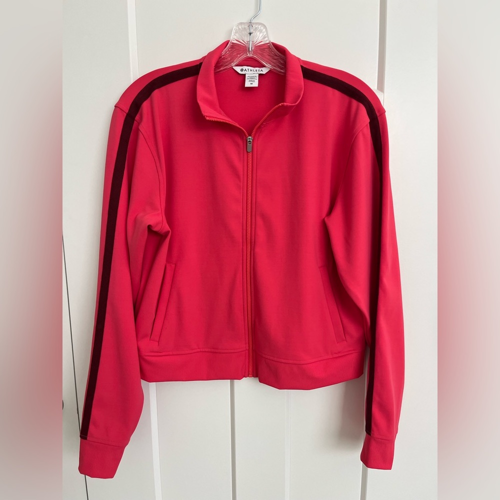 Athleta Finish Line Jacket Punch Pink Medium EUC Activewear Track Jacket - Picture 2 of 8
